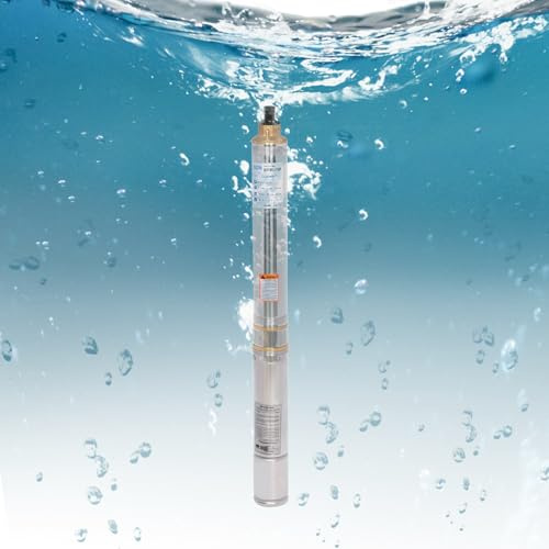Pompe de puits profond | Pompe submersible 750 W Max 6300 L/H Hauteur de refoulement 70 m | Pompe de puits avec corde de levage de 20 m Pompe tubulaire en acier inoxydable pour irrigation
