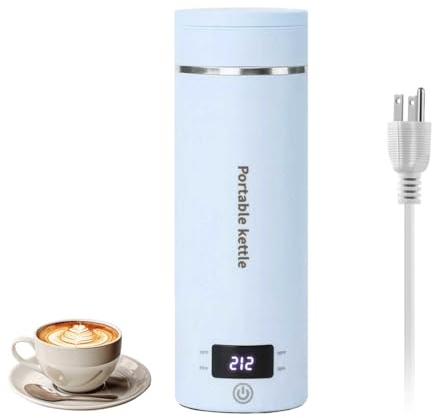 Travel Electric Kettle, 400ML Portable Mini Kettle with 4-Temperature Settings & Auto Shut-Off, Stainless Steel Interior, Boil-Dry Protection, Compact for Travel, Home, Office, Dorm（Blue）