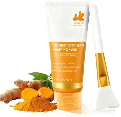 Mascarilla De Colageno,MáScara Nocturna De CúRcuma Con áCido KóJico Y ColáGeno Hidrolizado,Peel Off Overnight Mask,Reafirmante E Hidratante,Nutre La Piel Apagada Y Desigual Para Un Rostro Radiante
