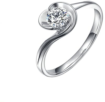 Whoiy Verlobungsringe Platin, Solitär 0.5ct Laborgezüchteter Diamant Eheringe PT950 Echt Gold Trauringe für Damen Größe 48 (15.3)