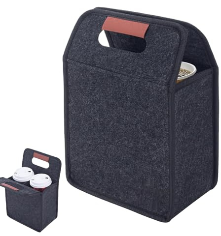 Porte-boissons : sac pliable pour tasses avec poignées, support pour boissons isolé, organisateur portable pour tasses à café, design et durable | Idéal pour les voyages quotidiens en voiture