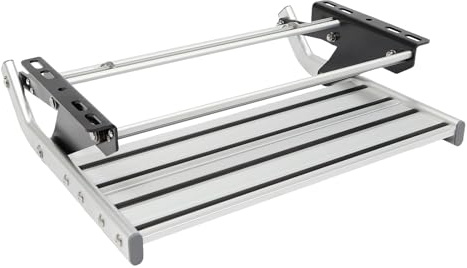 Lumivew Manuelle Wohnmobil Trittstufe Einzeln Aluminium 55cm Klappbar 150kg Tragfähigkeit RV Einstiegstufe Rechteckig für Wohnmobile Reiseanhänger LKW