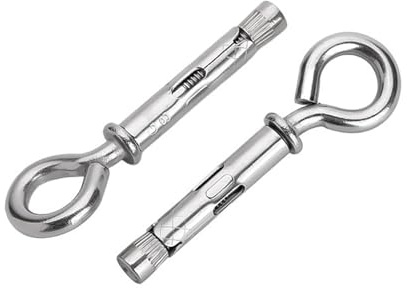 Tassello Ancorante 1-2 pezzi M6 M8 M10 M12 304 A2 in acciaio inossidabile con anello a fascia, gancio di espansione, vite trazione, interna(M8x45-2pcs)