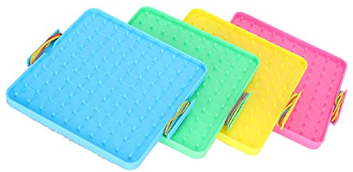 SIXRUN Ensemble de Jouets de Planche à Ongles en Plastique coloré, Formation Pratique des Capacités pour le Jeu et L'éducation des Enfants, 4 Bandes de Caoutchouc de Panneau perforé de Couleur pour