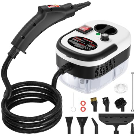 Steam Cleaner Handheld 2500W, 6-Speed Portable Handheld Steamer with Accessories, 15s Heat-Up, 1.2L Tank, Chemical-Free Deep Cleaning for Floor, Bathroom, Kitchen, Window, Car, Curtains (White)