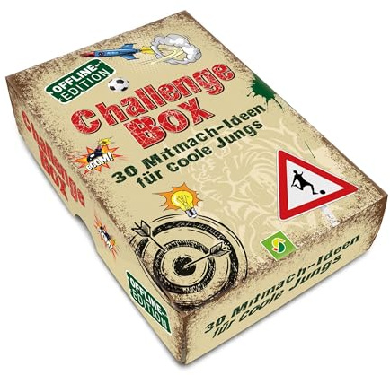 Challengebox 30 Mitmach-Ideen für coole Jungs: Box mit 30 Karten,und 1 Notizbuch. Ab 8 Jahren