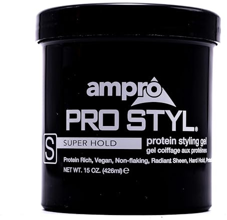 Ampro Styl Protein Styling Gel - Lockigt Hårgel för män och kvinnor - Sojaprotein stärker strängar - Stark hållning, Frizz Control - 426 ml