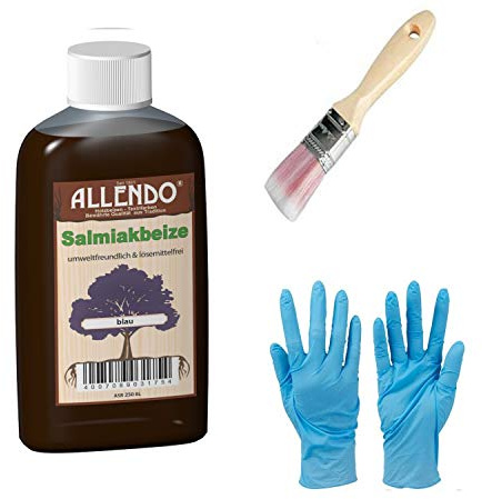 Salmiakbeize Holzton inkl. 1x Pinsel für beizen zum Auftragen (250 ml nussbaum-dunkel)