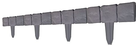 Beetumrandung Rasenkante Beeteinfassung Raseneinfassung Palisade Steinoptik Grau - 15 Meter (6X Sets)