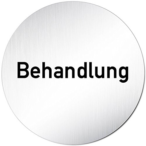 Türschilder24 • rundes Türschild Behandlung • selbstklebend • Ø 100 mm | veredeltes Aluminium, kratzfester Druck, minimalistisch, elegant, 100% made in germany