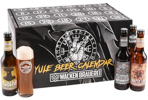 WACKEN BRAUEREI - Wikinger Craft Beer Adventskalender 2025 | 23 x 0,33l Flaschen Bier inkl. Bierglas | Geschenk Box Weihnachten | Weihnachtskalender Männer Biertrinker