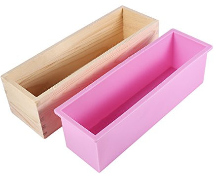 KUIKUI Moule à Savon Rectangle Doublure en Silicone Moule à Savon Boîte en Bois Outil de Fabrication de Bricolage Cuire Gâteau Pain Moule à Chocolat (28cm x 9cm x 8.2cm)