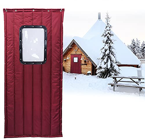 Boracy Wärmeschutzvorhang Thermo Türvorhang Isolier Schutz Panel-Isolierung Thermovorhang Aussen Wasserdicht Winddicht Geräuschisolierung Gegen Lärm für Haustur Balkontür Rot (Größe : 120x200cm)