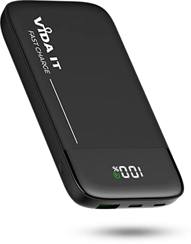 Vida IT 10000mAh Powerbank Akku für Beheizbare Weste Heizweste Jacken Heizjacke Beheizte Kleidung USB Externe Akkupack mit Display Ultraschnell Ladegerät für iPhone Samsung Handy 22,5W PD USB-C QC 4.0