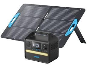 Anker 521 Solar Generator, PowerHouse 256Wh with 100W Solar Panel, Power Station with LiFePO4, AC Outlets, 60W USB-C PD Output, LED Light for Outdoor Camping, RV, Power Outage (Anker SOLIX)