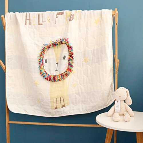 Coperta biologica di alta qualità, 100% cotone, piccolo leone, coperta per gattonare, meravigliosamente morbida, regalo per la nascita per ragazze e ragazzi, 110 x 110 cm