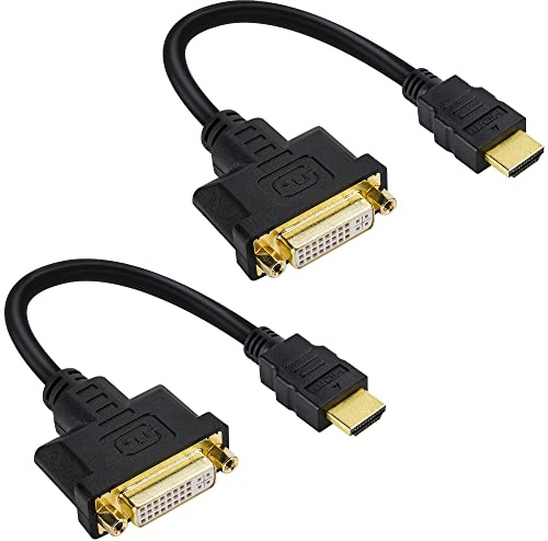 Togconn HDMI Male to DVI Female Adapter (2 Pack)，Bi-Directional DVI Female to HDMI Male Connector, Support 1080P Full HD Compatible for Roku, Xbox One, PS5，PS4，Blue-ray DVD, A/V Receivers-0.6ft