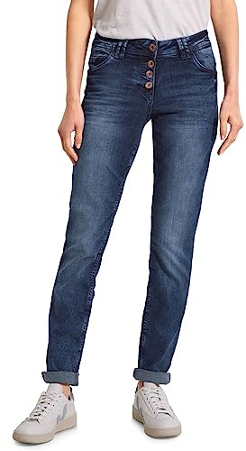 Cecil Damen Scarlett Jeans Jeanshose Loose, Mid Blue Wash-Bronze, 31W x 32L