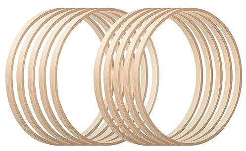 VIKY® 10 Stück Holzringe zum Basteln, 7,5cm Holzringe Makramee Traumfänger Klein, Holzring Makramee Zubehör, Traumfänger Basteln für Hochzeitskranz Dekor, Dreamcatcher und DIY Wandbehang Fensterdeko