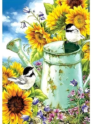 NAIMOER Sonnenblumen Diamond Painting Erwachsene, 5D Blumens Diamant Painting Bilder Erwachsene, DIY Landschaft Diamond Painting Bilder Diamant Malerei Kinder Set für Home Dekor 30x40cm