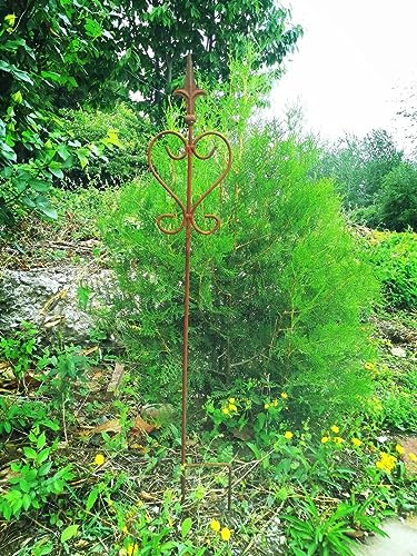 Metall Stäbe Rankstab mit Schnörkeln Edelrost Rost Rankhilfe Gartenstecker Rankstab (032199 : B15.5 H150cm)