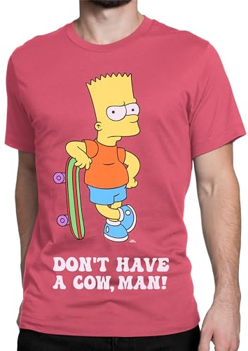 The Simpsons Camiseta de Hombre de Bart Simpson | Camisetas Divertidas para Hombres |Mercancía Oficial de Los Simpson Rojo X-Large