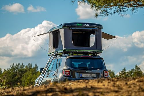 GEAR ROCK Kootenay Dachzelt I 2-Personen Autodachzelt I Hartschale I 4-Jahreszeiten Ausstattung I Leichtgewichtig 58kg Campingzelt