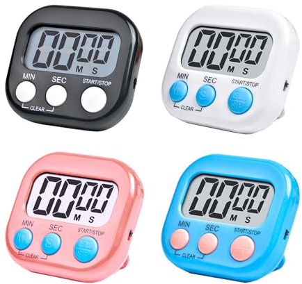 4 Stück Küchentimer Digital,Kurzzeitwecker Magnetisch