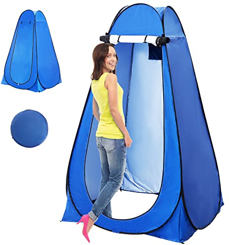 Pop Up Toilet Tent, Changing Tent, Pop-Up Tent with Privacy Screen, Camping Shower Tent, Privacy Toilet Changing Room, Storage Tent for Outdoor, Camping, Caravan, Picnic, Shower, Fishing, Blue