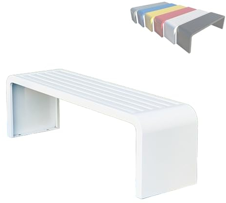 Gartenbank, Wetterfest Sitzbank Modern Lattenbank Keine Rückenlehne 2-3Personen-Terrassenbank, Einfaches Und Modernes Design, Sowohl Für Den Außen- Als Auch Für Den Innenbereich Geeignet(Color:White,S