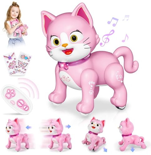 Joellfuner Chat Robot Télécommandé, Robot Intelligent pour Enfants, Jouet Robot Interactifs Pet Musique Danse, Cadeaux Créatifs pour Garçons et Filles 3-12 Ans