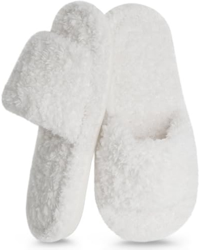 HYSENM Pantofole da Donna in Peluche Morbide e Piatte, Antiscivolo Ciabatte per Attività all'aperto per interni, Comode Moda Sandali Pelliccia