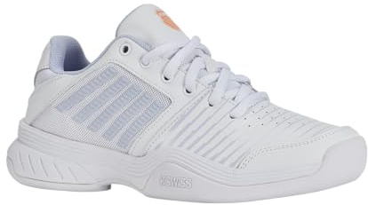 K-Swiss Court Express Carpet Tennis Shoe, White/Heather/Peach Fuzz, 33.5 EU