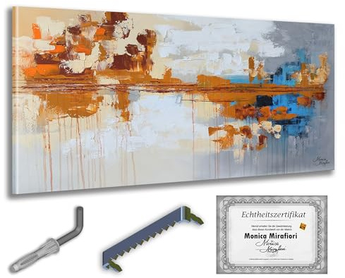 Monica Mirafiori I 100% HANDGEMALT I Acrylgemälde | Abstraktes Bild 140x70cm | Modernes Kunstwerk | Hochwertige Materialien aus EU | Spannrahmen 2,5 cm |