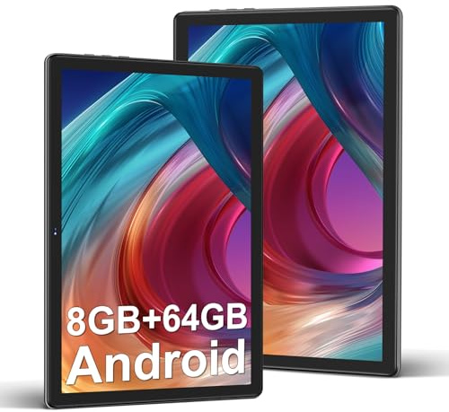 DMOAO Tablet 10 Pollici Android 12 con 5G Wi-Fi, HD Tablet con 8 GB RAM + 64 GB ROM (Espandibile fino a 1 TB), GPS, 8 Cores 2.0 GHz, Bluetooth 5.0, 1280 * 800 IPS, USB-C, 6000 mAh, Nero