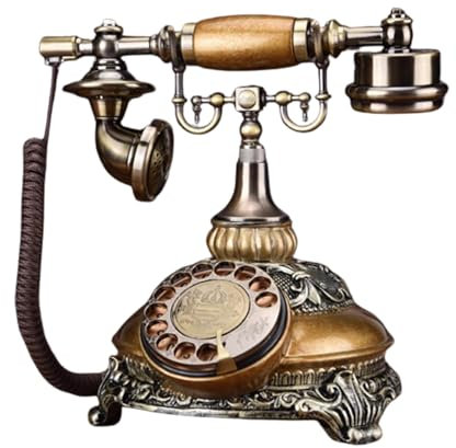 HPTHLY Teléfono con Cable Vintage, teléfono Fijo con dial Giratorio Retro, teléfono de Escritorio para decoración de Hotel, Oficina en casa, Plateado
