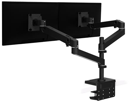 Ergotron LX Pro Monitor Arm Dual Stacking, VESA-Halterung für 2 Monitore übereinander, je bis zu 24, 1,8-10 kg, Constant Force Technologie, 10 Jahre Garantie, Schwarz - 45-690-292