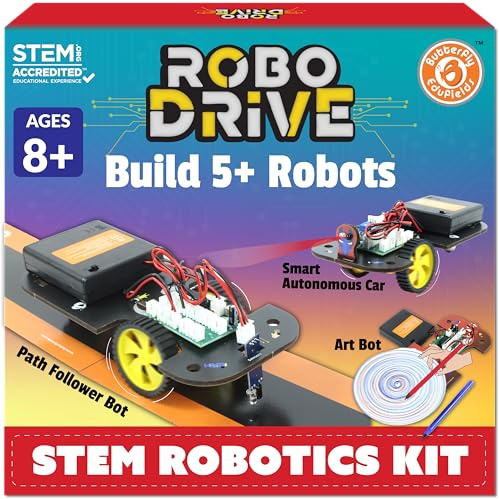 Butterfly EduFields 5in1 Robot Building Kit for Kids Age 8-12, DIY Robotics | STEM Robot building kit for kids 8 9 10 -12 with STEM activities, circuit projects toys, engineering and science experiments.