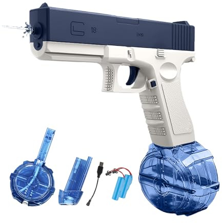 Pistole ad Acqua Elettriche, Fancysky 434+58ml Serbatoio D'Acqua, PistolE ad Acqua Potenti, Pistola Acqua Bambini, Adatta per Feste, Giochi D'Acqua, Spiaggia, Campeggio, Parco (Blu)