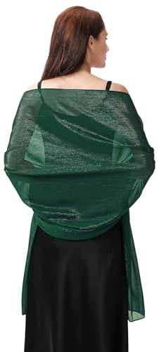 Damsjal för kvinnor – sjalar och halsdukar för aftonklänningar chiffongsjal och formell bröllopsfest och gåvor för kvinnor, Mörkgrön, 78 x 28 / 200 cm x 70 cm