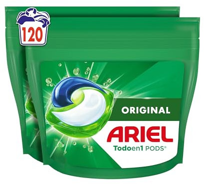 Ariel Todo En 1 PODS, Detergente Lavadora Liquido 120 Capsulas/Pastillas, Original, 5 Acciones Para Una Limpieza Increíble