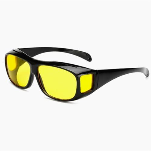 Straße Tech Lunettes de Conduite de Nuit – Sur-lunettes Vision Nocturne Anti-Éblouissement – Verres Jaunes – Mixte Adulte – Sécurité et Confort de Conduite