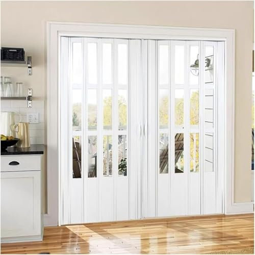 GLFNB Porta Scorrevole Interna in Alluminio a Soffietto, Porte Interne Pieghevoli Bianche Alte 80 Pollici per Armadio, Cucina, Bagno (L x A 56 x 80 Pollici (141 x 203 cm))
