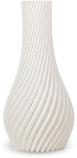 NATUMO Design 3D Vase Kunststoff „Longi“– bruchsichere Blumenvase modern, Deko Vase mit skulpturaler Form (Weiß, 18 cm)
