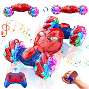 Spider Handsteuerung Ferngesteuertes Auto - 2.4GHz Doppelseitig RC Stunt Auto Spielzeug ab 3 4 5 6 7 8 9 10 Jahre Jungen, 360°Drehung RC Drift Autos mit Licht, Kinder Weihnachten Geburtstag Geschenke