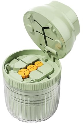 lomonmen Coupe Cachet,Ecrase Medicament,Coupe Medicaments en 2 et 4,Écrase Pilule pour Petits et Gros Cachets,Coupe Comprimé pour Enfants,Agés,Animaux de Compagnie (vert 1)