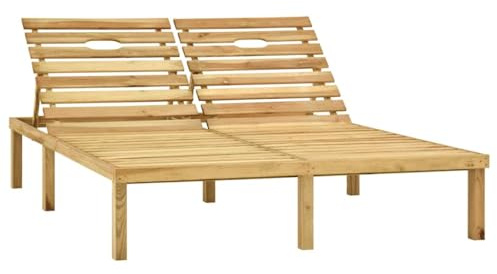 Doppel-Sonnenliege Grün Imprägniertes Kiefernholz, Gartenliege mit Verstellbarer Rückenlehne, Wetterfeste Doppelliege für Terrasse und Balkon, Massivholz Sonnenbank für 2 Personen, 200 x 138 cm
