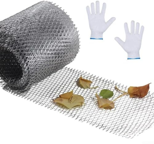 Rete di protezione in alluminio per grondaie, resistente copertura di protezione per grondaie, foglie e detriti, previene l'ostruzione delle grondaie, facile da tagliare (12,7 cm x 6 m)
