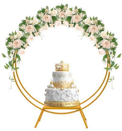 Duoruameng Tortenständer für Hochzeit, Doppelring Hochzeitstortenständer Hochzeitshalterung, Rund Metall Cake Ständer für Party, Geburtstag, Jahrestag (Gold)