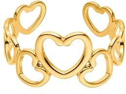 Purelei Heartbeat Ring – verstellbarer, wasserfester Ring mit unterschiedlich großen Herzen, Edelstahl 14K vergoldet, 18K rosévergoldet oder silber (Größe 55–62)